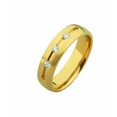 9ct Yellow Gold Wedding Band with 3 Diamond Stones